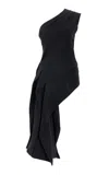 Bottega Veneta Draped Asymmetric Crepe One-shoulder Top In Black