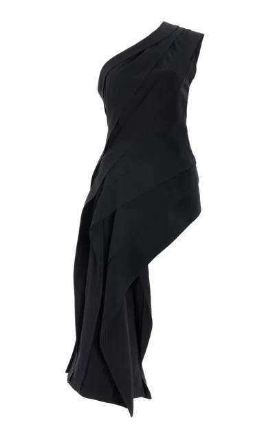 Bottega Veneta Draped Asymmetric Crepe One-shoulder Top In Black