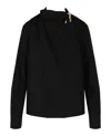 Bottega Veneta Draped Wool Blouse In Black