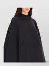 Bottega Veneta Draped Hooded Coat Wide Sleeves In Black