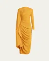 Bottega Veneta Draped Matte Viscose Jersey Cape Maxi Dress In Tangerine