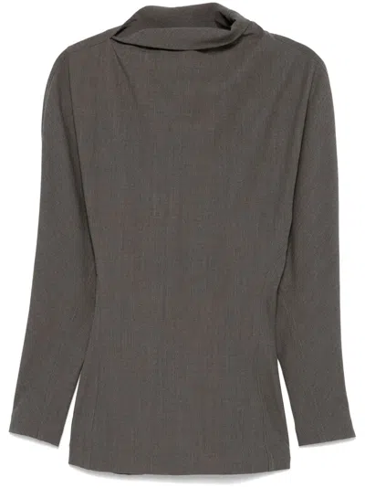 Bottega Veneta Draped-neck T-shirt In Grey