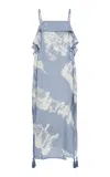BOTTEGA VENETA DRAPED SILK-COTTON MIDI DRESS