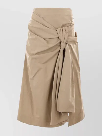 Bottega Veneta Draped Skirt With Asymmetrical Hem And Front Slit In Neutral