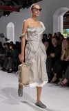 Bottega Veneta Draped Washed Silk Taffeta Midi Dress In Gray