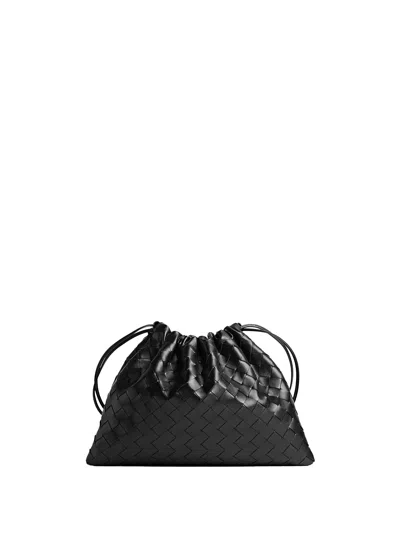 Bottega Veneta Drawstring Clutch In Black