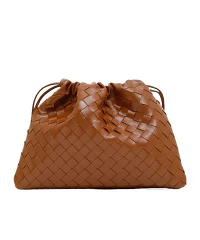Bottega Veneta Drawstring Clutch In Brown