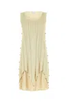 Bottega Veneta Embellished Pleated Mini Dress In Neutral