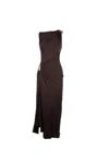 Bottega Veneta Draped Metallic One Shoulder Ruched Dress