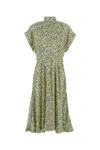Bottega Veneta Women Printed Silk Dress In Green