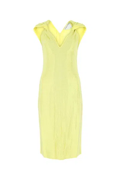 Bottega Veneta Embellished Stretch Viscose-blend Dress In Yellow