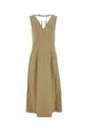 Bottega Veneta Open-back Compact Cotton Dress In Beige O Tan