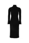 Bottega Veneta Black Wool Turtleneck Dress In Black