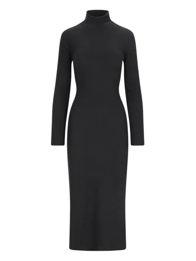Bottega Veneta High-necked And Long-sleeved Dress In Black
