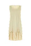 Bottega Veneta Embellished Pleated Mini Dress In Neutral