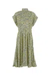 Bottega Veneta Women Printed Silk Dress In Green