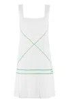 Bottega Veneta Pleated Embroidered Knitted Mini Dress In White