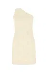 Bottega Veneta Beige Abito Monospalla Towel Logo In White