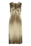 Bottega Veneta Effortlessly Chic Nude Satin Suit For Women In Gold