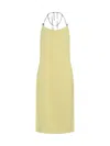 Bottega Veneta Chain-detailed Ribbed-knit Midi Halter Dress In Pineapple