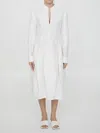 Bottega Veneta Linen And Viscose Dress With Buttoned Sleeves In White