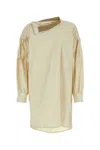 Bottega Veneta Sand Cotton Blend Shirt Dress In Yellow