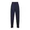 Bottega Veneta High-waisted Tailored Trousers With Subtle Pleats In Blue