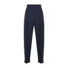 Bottega Veneta High-waisted Tailored Trousers With Subtle Pleats In Blue