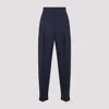 Bottega Veneta High-waisted Tailored Trousers With Subtle Pleats In Blue