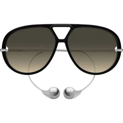 Bottega Veneta Aviator-style Acetate And Silver-tone Sunglasses In 010