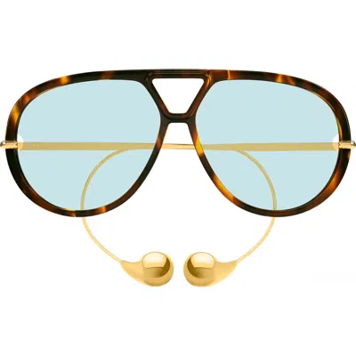 Bottega Veneta Embellished Aviator-style Tortoiseshell Recycled-acetate And Gold-tone Sunglasses In Multi