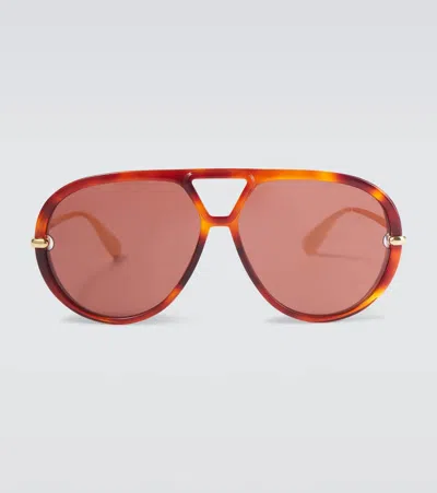 Bottega Veneta Drop Aviator Sunglasses In Braun