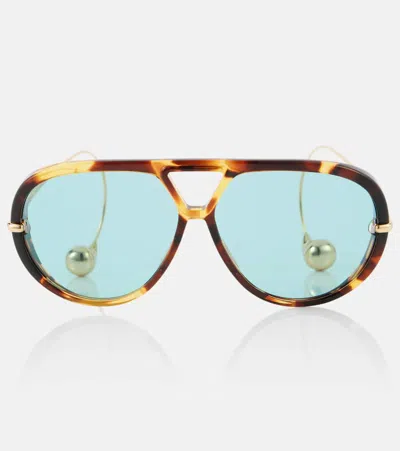 Bottega Veneta Drop Aviator Sunglasses In Braun