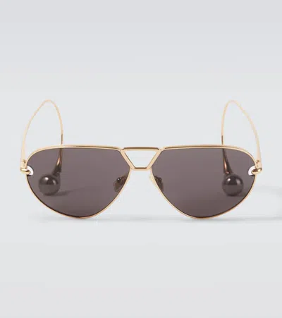 Bottega Veneta Drop Aviator Sunglasses In Gold