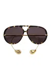 Bottega Veneta Drop Aviator Sunglasses In Nude & Neutrals