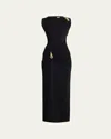BOTTEGA VENETA DROP DETAIL GATHERED MATTE CREPE JERSEY MAXI DRESS