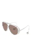 Bottega Veneta Fashion Show Drop Earring Geometrical Sunglasses, 63mm In Gray