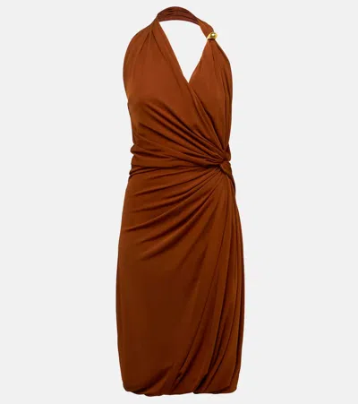 Bottega Veneta Drop Gathered Jersey Midi Dress In Red