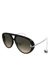 Bottega Veneta Aviator-style Acetate And Silver-tone Sunglasses In Black