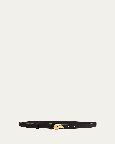 Bottega Veneta Drop Leather Belt In Black
