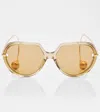 Bottega Veneta Drop Oversized Square Sunglasses In Gold