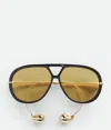 Bottega Veneta Drop Aviator Sunglasses In Black/yellow