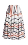 Bottega Veneta Drop-waist Cotton-linen Midi Skirt In Stripe