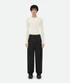 Bottega Veneta Dry Mouline Wool Trousers In Brown