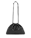 Bottega Veneta Black Medium Clutch Bag With Drawstring In Intrecciato In Black/gold