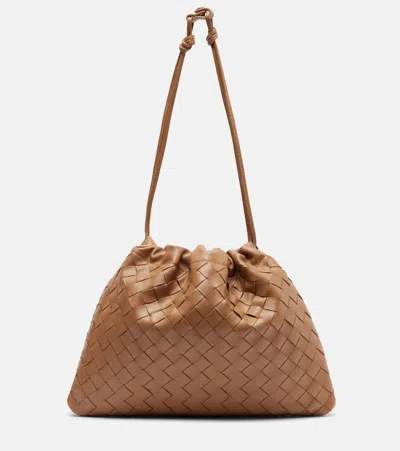 Bottega Veneta Dustbag Small Intrecciato Leather Clutch In Sand