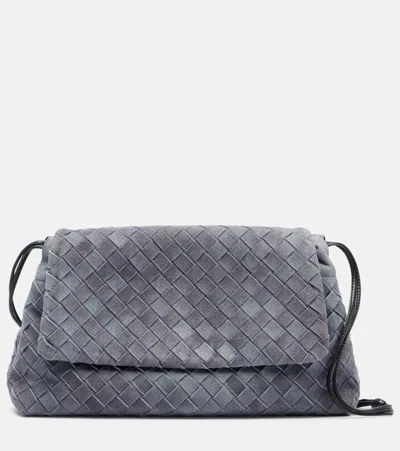 Bottega Veneta Dustbag Intrecciato Suede Clutch In Gray