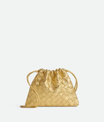 Bottega Veneta Small Leather Dustbag Clutch Bag In Gold