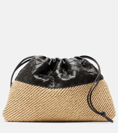Bottega Veneta Dustbag Small Raffia And Leather Pouch In Nude