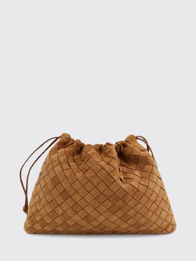 Bottega Veneta Dustbag Woven Calfskin Clutch With Drawstring Closure In Brown